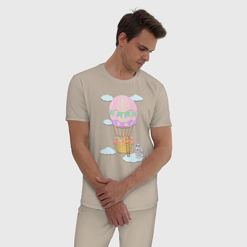 Мужская пижама Кролик и воздушный шар / Миндальный – фото 3
