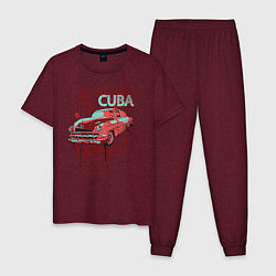 Пижама хлопковая мужская Cuba Libre, цвет: меланж-бордовый