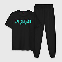 Пижама хлопковая мужская Battlefield 2042 logo, цвет: черный