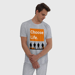 Пижама хлопковая мужская Choose Life, цвет: меланж — фото 2