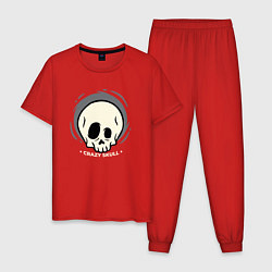 Пижама хлопковая мужская Crazy skull, цвет: красный