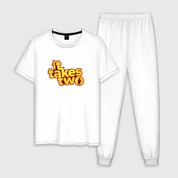 Пижама хлопковая мужская It Takes Two Logo, цвет: белый