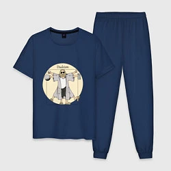 Пижама хлопковая мужская DUDEISM Большой Лебовский, цвет: тёмно-синий