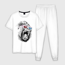 Пижама хлопковая мужская Дикая горилла, цвет: белый