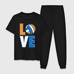 Пижама хлопковая мужская Love Volleyball, цвет: черный