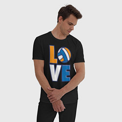 Пижама хлопковая мужская Love Volleyball, цвет: черный — фото 2