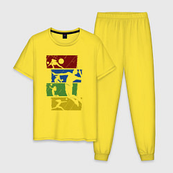 Пижама хлопковая мужская Play Volleyball, цвет: желтый