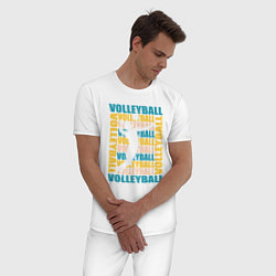 Пижама хлопковая мужская Волейбол, цвет: белый — фото 2