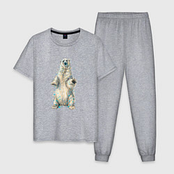 Пижама хлопковая мужская Белый медведь, цвет: меланж