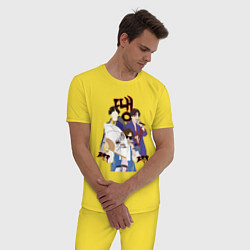 Пижама хлопковая мужская DDAENG, цвет: желтый — фото 2