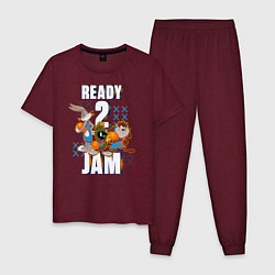 Пижама хлопковая мужская Ready 2 Jam, цвет: меланж-бордовый
