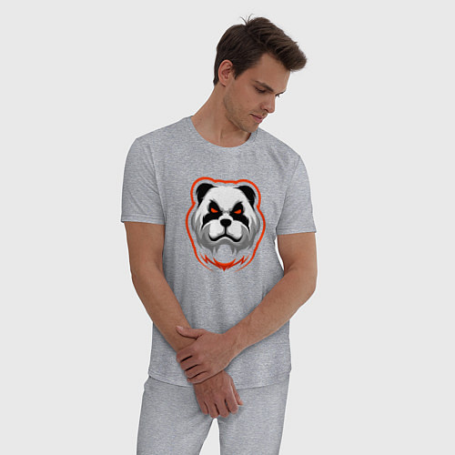 Мужская пижама Панда с красными глазами / Меланж – фото 3