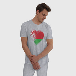 Пижама хлопковая мужская Сердце Беларуси, цвет: меланж — фото 2