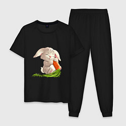 Пижама хлопковая мужская Солнышко с морковкой, цвет: черный