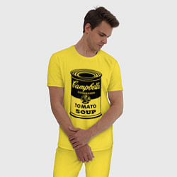 Пижама хлопковая мужская Энди Уорхол суп Кэмпбелл, цвет: желтый — фото 2