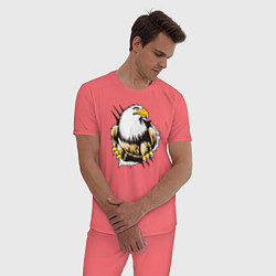 Пижама хлопковая мужская Орел 3D, цвет: коралловый — фото 2