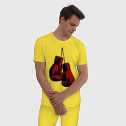 Пижама хлопковая мужская Боксерские перчатки, цвет: желтый — фото 2