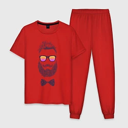 Пижама хлопковая мужская Барбер, цвет: красный