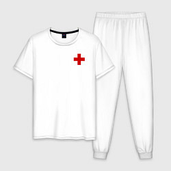 Пижама хлопковая мужская Hospital Classic, цвет: белый