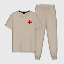 Пижама хлопковая мужская Hospital Classic, цвет: миндальный