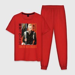 Пижама хлопковая мужская Дракен токийские мстители, цвет: красный