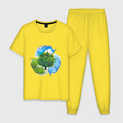 Пижама хлопковая мужская Взаимосвязь, цвет: желтый