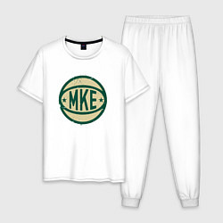 Пижама хлопковая мужская Милуоки MKE, цвет: белый