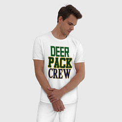 Пижама хлопковая мужская Deer Pack Crew, цвет: белый — фото 2