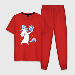 Пижама хлопковая мужская Unicorn Volleyball, цвет: красный