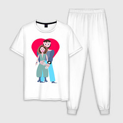 Пижама хлопковая мужская Пара, цвет: белый