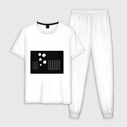 Пижама хлопковая мужская Черно-белые фигуры 3D, цвет: белый