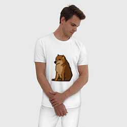 Пижама хлопковая мужская Собака Мем!, цвет: белый — фото 2
