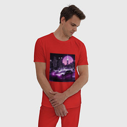 Пижама хлопковая мужская Neon Citroen, цвет: красный — фото 2