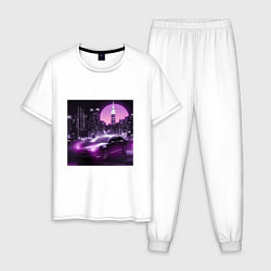 Пижама хлопковая мужская Neon Citroen, цвет: белый