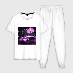 Пижама хлопковая мужская Neon Citroen, цвет: белый