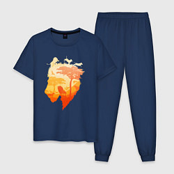 Пижама хлопковая мужская Africa - Lion, цвет: тёмно-синий