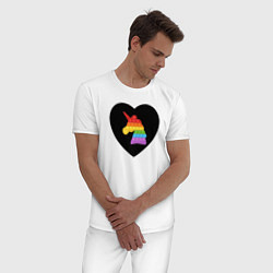 Пижама хлопковая мужская Pop It - Unicorn - Heart, цвет: белый — фото 2