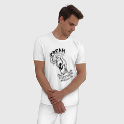 Пижама хлопковая мужская Graffiti Cream, цвет: белый — фото 2