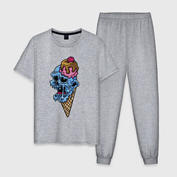 Пижама хлопковая мужская Horror ice cream, цвет: меланж