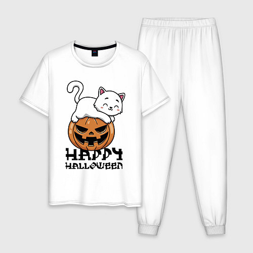 Мужская пижама Kitten & Pumpkin / Белый – фото 1