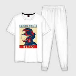 Пижама хлопковая мужская Front-Line Hero, цвет: белый