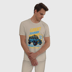 Пижама хлопковая мужская Авто внедорожник, цвет: миндальный — фото 2