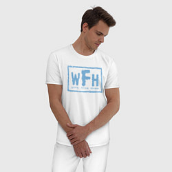Пижама хлопковая мужская Работаем дома, цвет: белый — фото 2