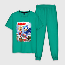 Пижама хлопковая мужская SONIC СОНИК Z, цвет: зеленый