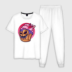 Пижама хлопковая мужская Зомби кекс, цвет: белый