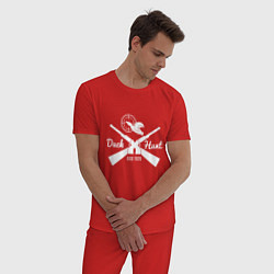 Пижама хлопковая мужская Охота на уток, цвет: красный — фото 2
