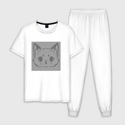 Пижама хлопковая мужская Small panda illusion, цвет: белый