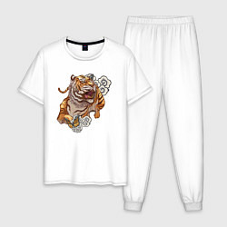 Пижама хлопковая мужская Год тигра, цвет: белый