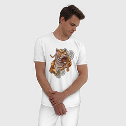 Пижама хлопковая мужская Год тигра, цвет: белый — фото 2