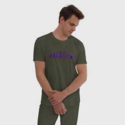 Пижама хлопковая мужская Эволюция Програмиста, цвет: меланж-хаки — фото 2